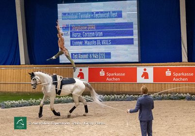 Stephanie Dore competing with Corazon Gran and Maurits de Vries at CHIO Aachen. © Kirsty Pasto/Australian Equestrian Team