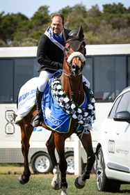 Billy Raymont enjoys his lap of honour on Anton after winning another World Cup Qualifier.