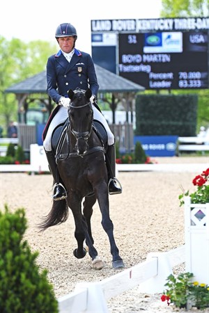 	 Boyd Martin and Tsetserleg are standing third after dressage in the CCI5* © Michelle Dunn