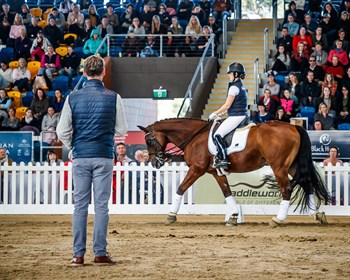 Carl Hester shares some training tips at his 2018 Brisbane Masterclass. © Stephen Mowbray (Not for resuse)