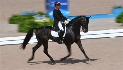 Carl hester and Hawtins Delicato at the 2018 World Equestrian Games in Tryon © FEI