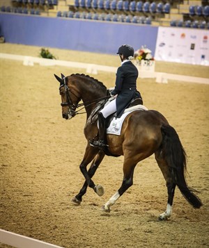 Emma Flavelle-Watts and Cabaret C looking good in the canter half pass - © Roger Fitzhardinge