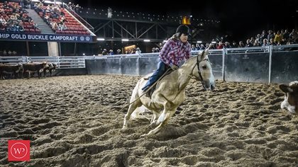 Kylie Graham and One Moore Mello mark 25 points to win the qualifying round of the Cut Out Feature. © Stephen Mowbray
