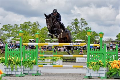 In third place was Darragh Kerins, who took the reins aboard LISSINO for Eve Jobs in the Great American $1 Million Grand Prix ©ESI Photography.