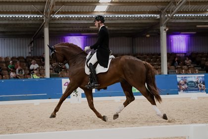 Jayden Brown and WillingaPark Fangio in the Preliminary Test for 7 Year Old Young Dressage Horse yesterday. © Click Capture