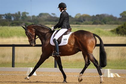 Rebecca Farrow and Stage Presence are currently fourth in the Novice leaderboard. © Michelle Terlato