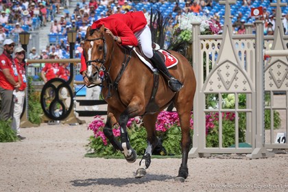 Steve Guerdat threw everything at the finish line on the supurb Bianca - © Michelle Terlato